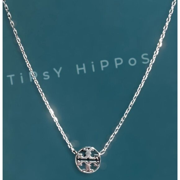 Tory Burch Silver Miller Logo Necklace - Picture 1 of 3